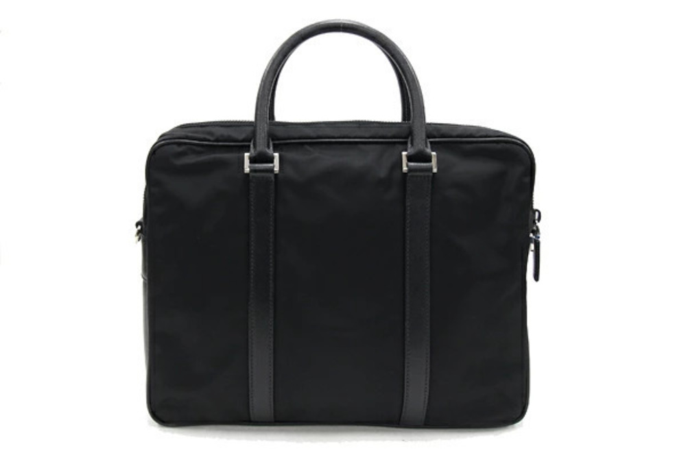 Prada Crossbody Bag Leather Black Business Briefcase Shoulder Black